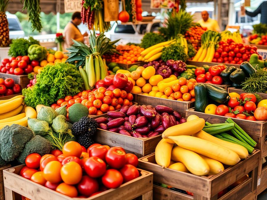 Étal de fruits et légumes frais du rayon produits frais de Ramaut